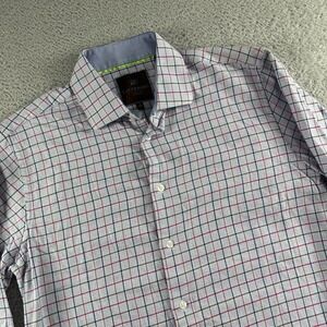 Tattersall London Dress Shirt Mens 16 Plaid Button Up Twill Workwear Office Blue